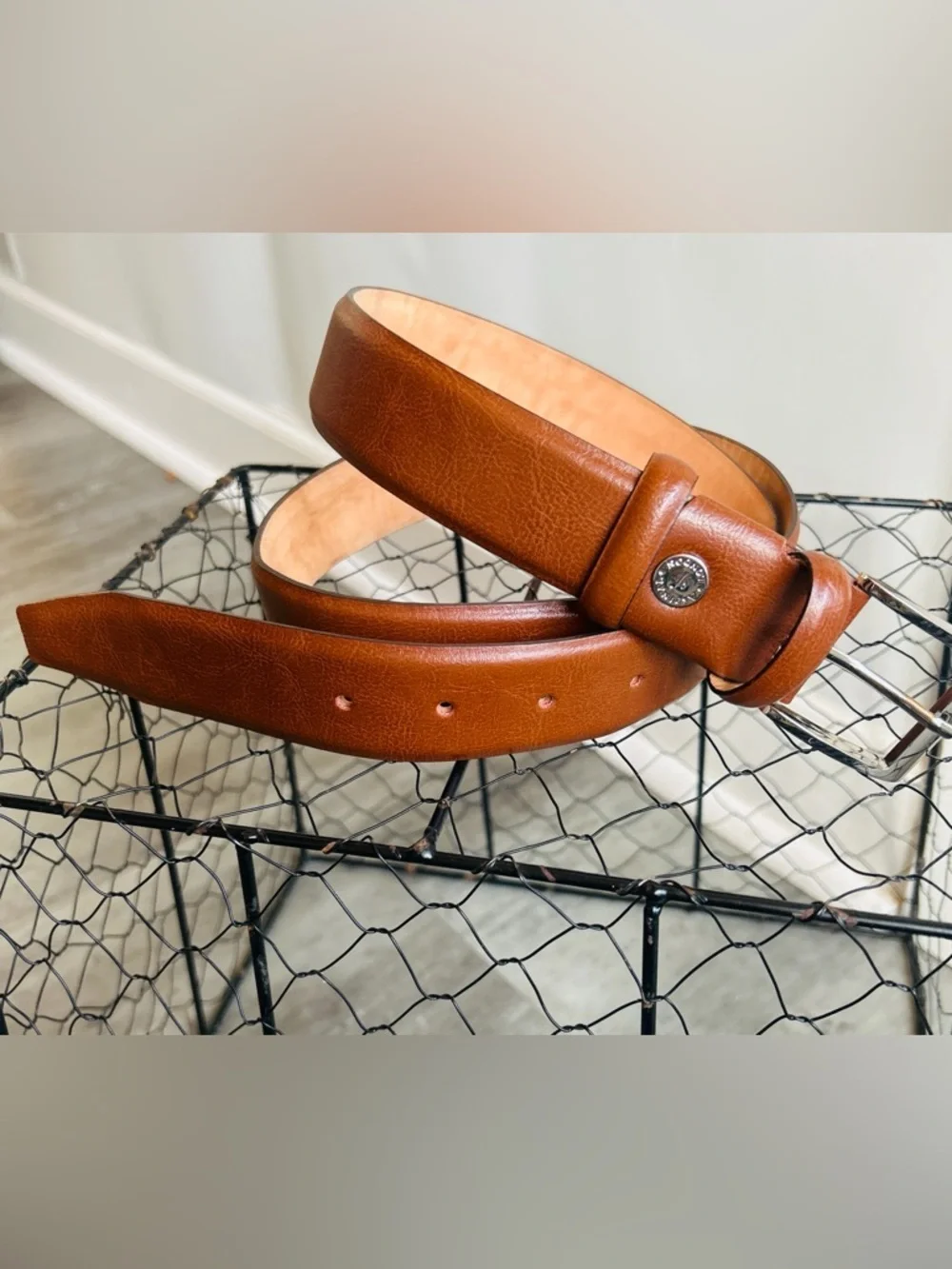 Aspinal of London Brown Leather Belt Mens S Classic Dress Casual Quiet Luxury